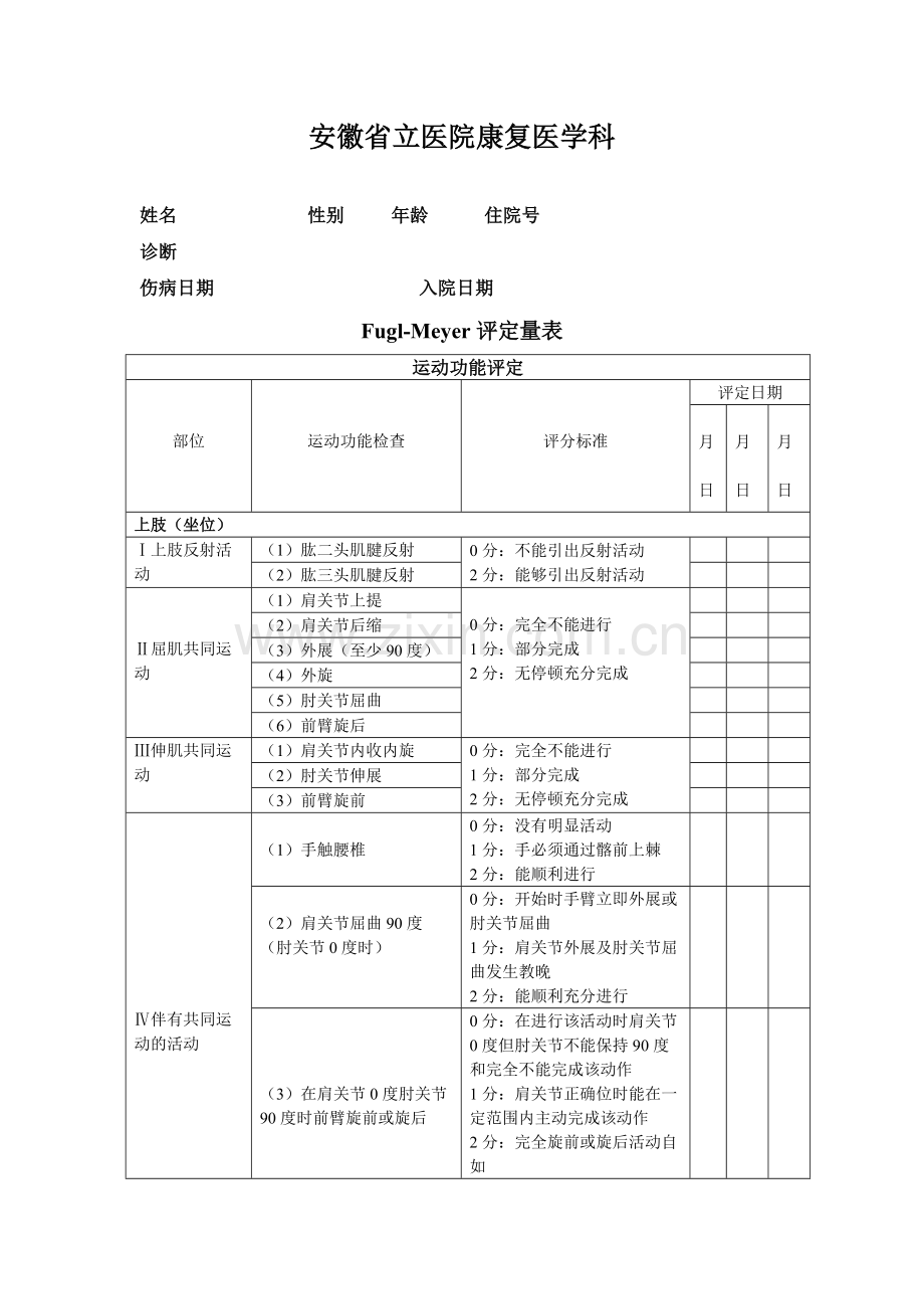 Fugl-Meyer评定量表(文档)-共6页.pdf_第1页