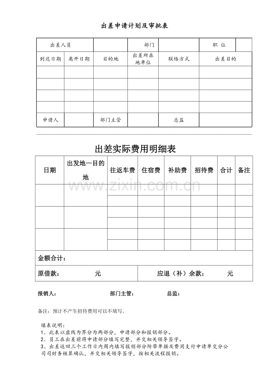 出差申请计划及审批表(模板).doc_第1页