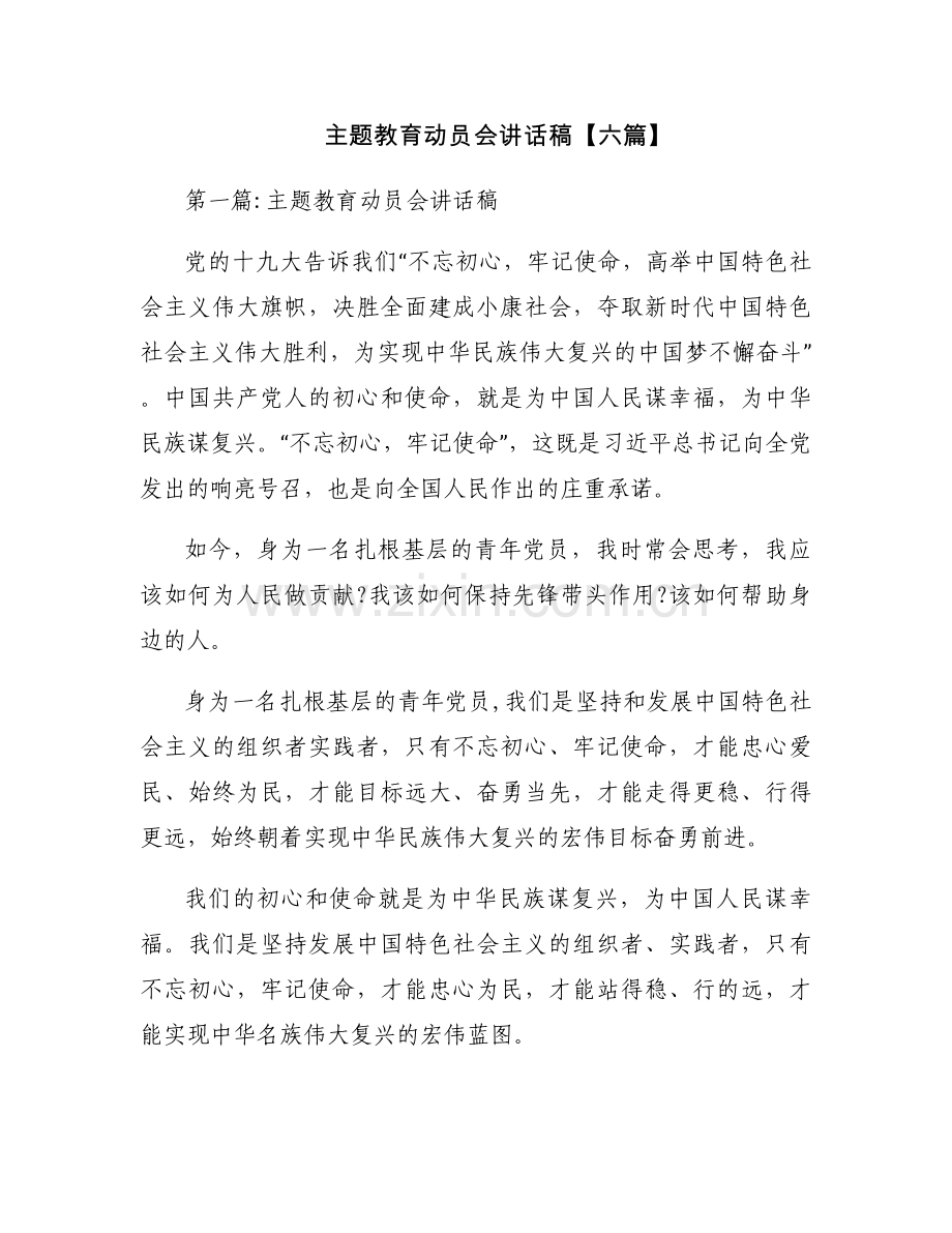 主题教育动员会讲话稿【六篇】.docx_第1页