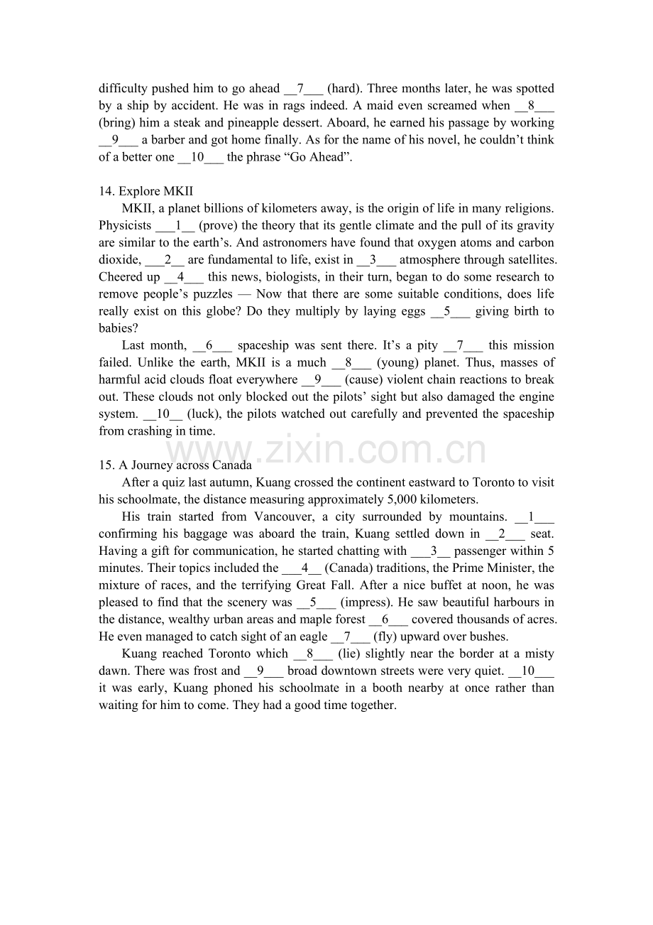 人教版英语必修三配套语法填空题(高考新题型).doc_第2页