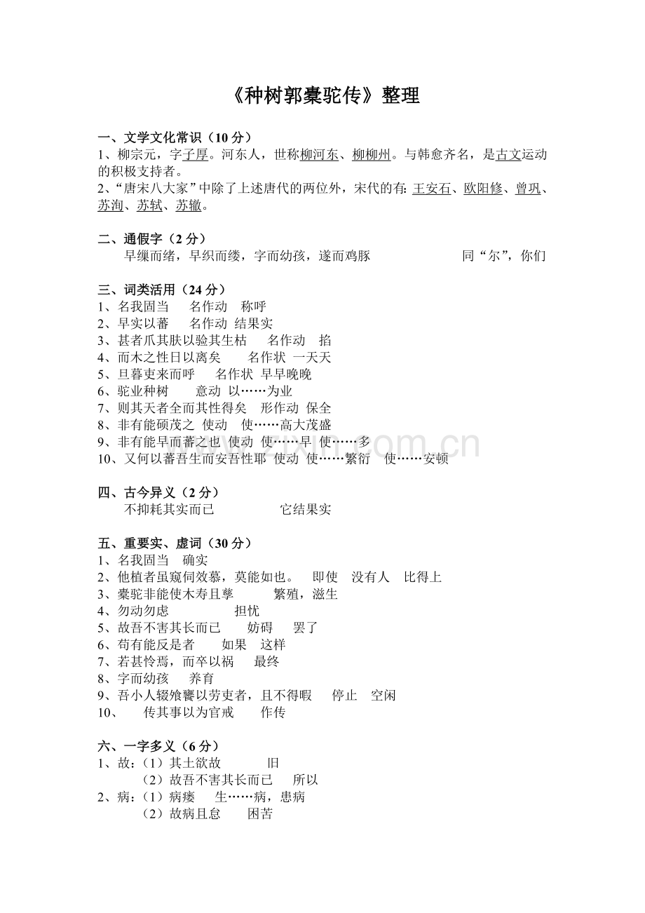 《种树郭橐驼传》课文练习答案.doc_第2页