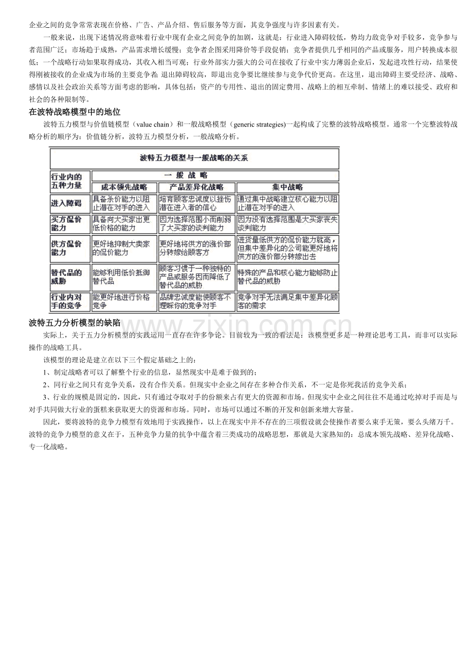 关于波特五力模型的总结分析.doc_第2页