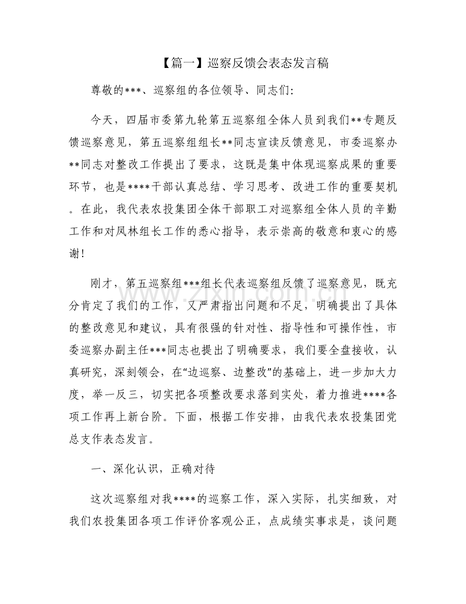 巡察反馈会表态发言稿10篇.docx_第1页