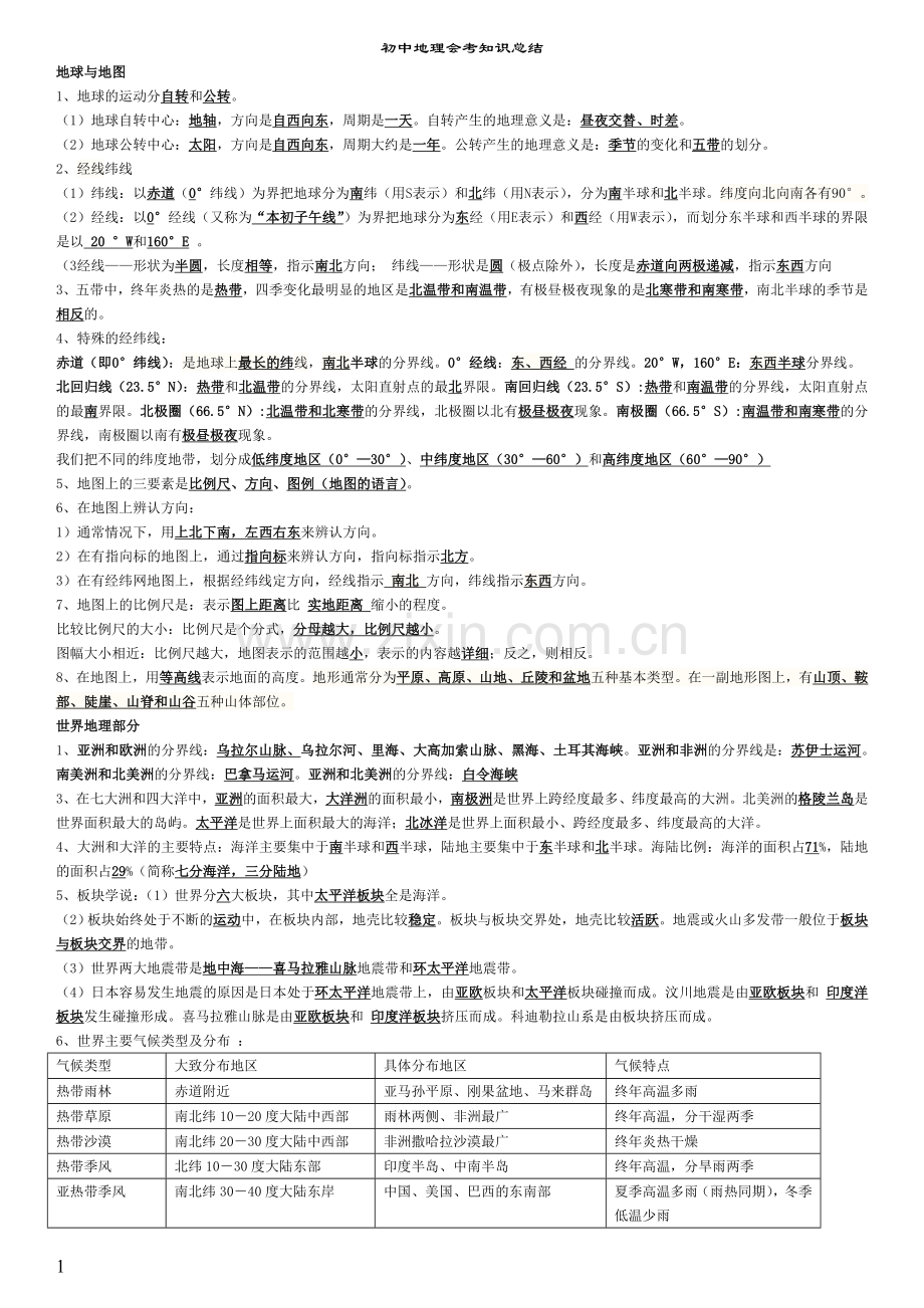 2019初中地理会考复习资料(人教版).doc_第1页