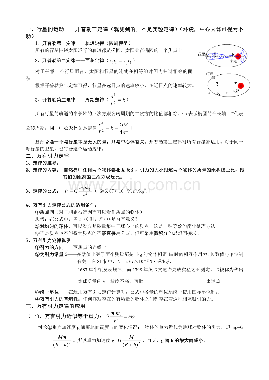 人教版必修二第六章：万有引力与航天-----简明实用笔记(知识要点).doc_第1页