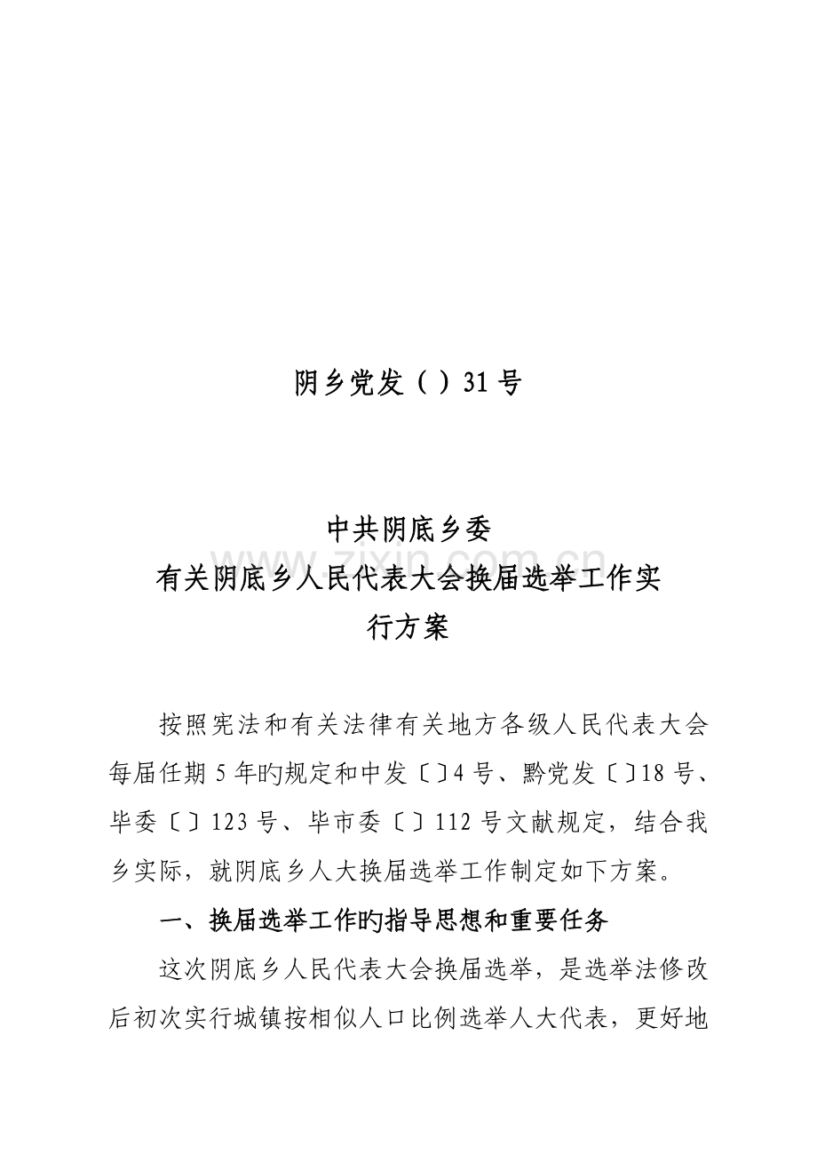 乡镇人大换届选举工作实施方案.doc_第1页