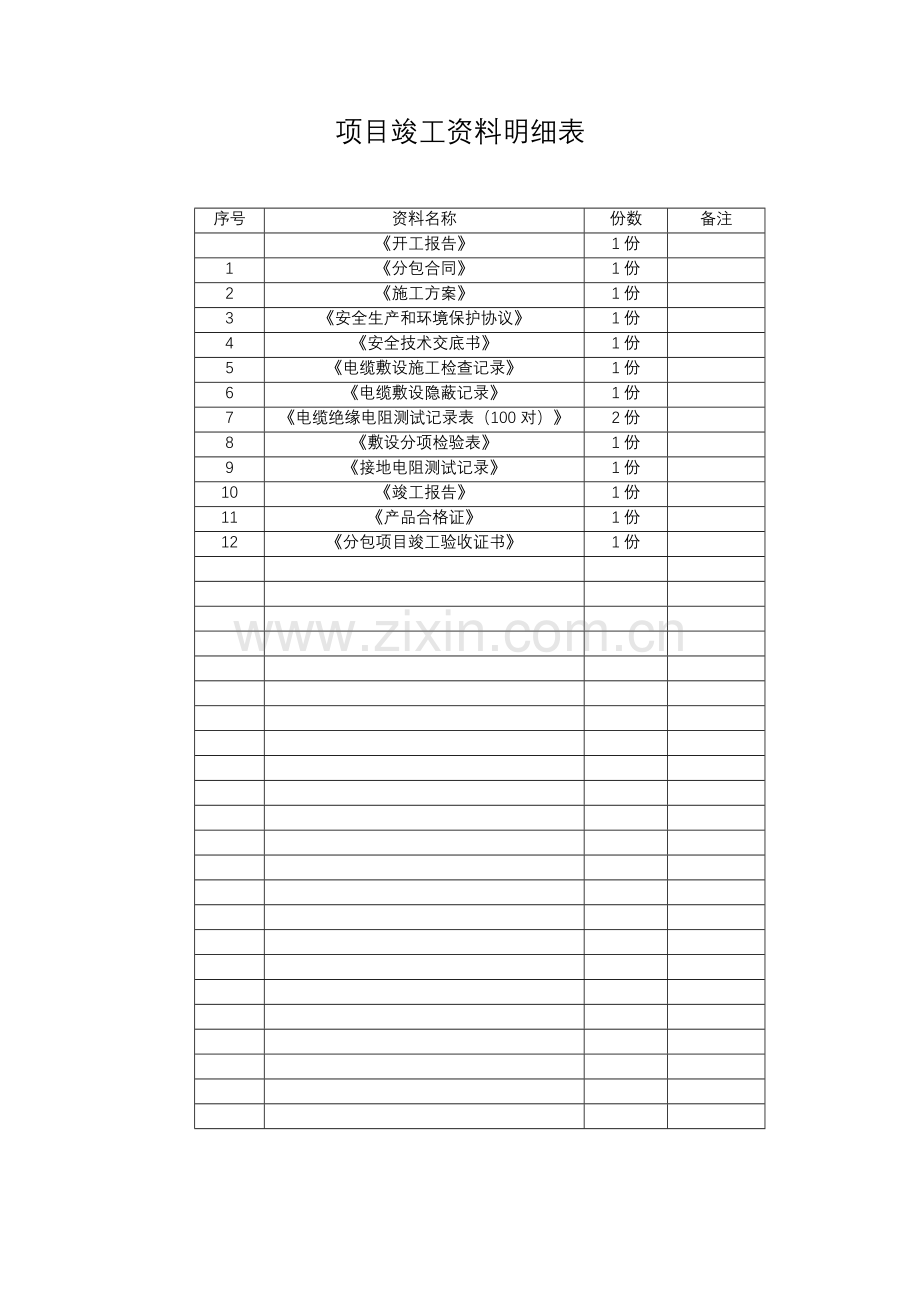 项目竣工资料明细表.doc_第2页