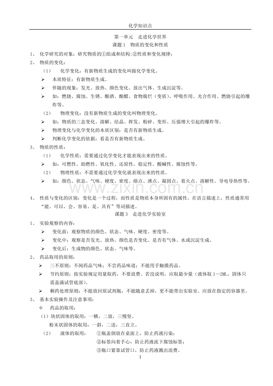八年级化学知识点复习提纲.pdf_第1页