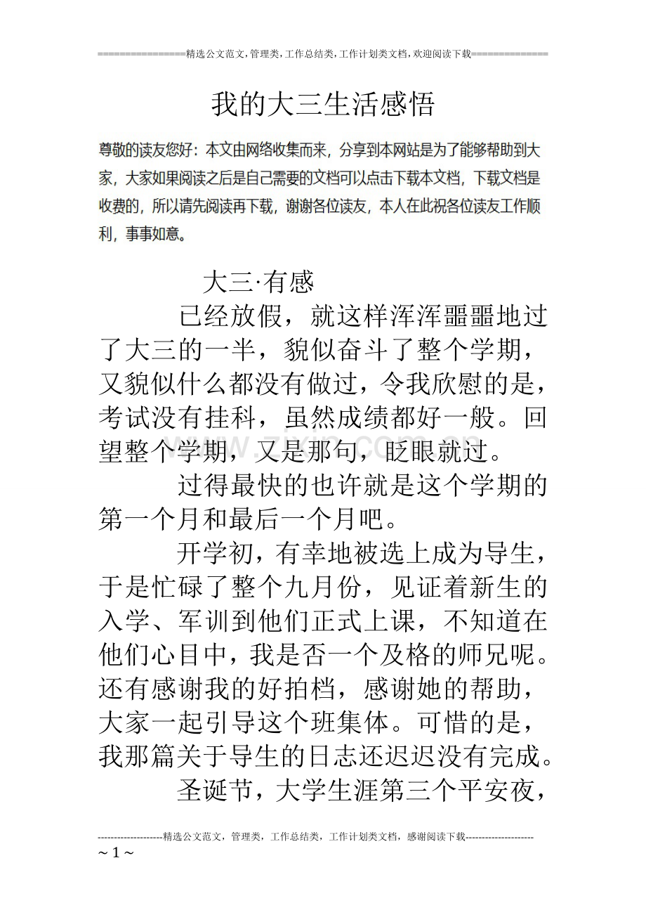 我的大三生活感悟.doc_第1页