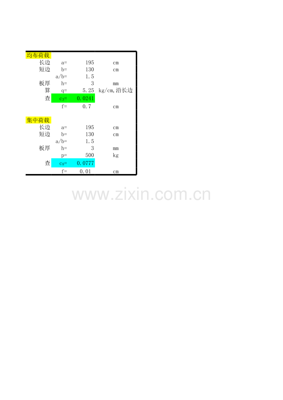 钢板挠度计算公式.xls_第2页