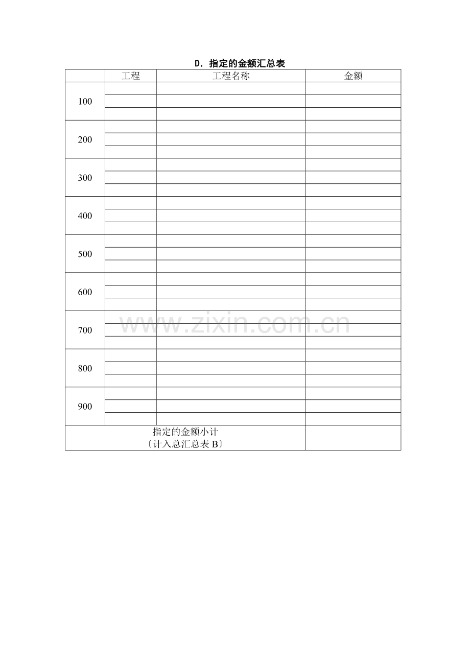 指定的暂定金额汇总表.doc_第1页