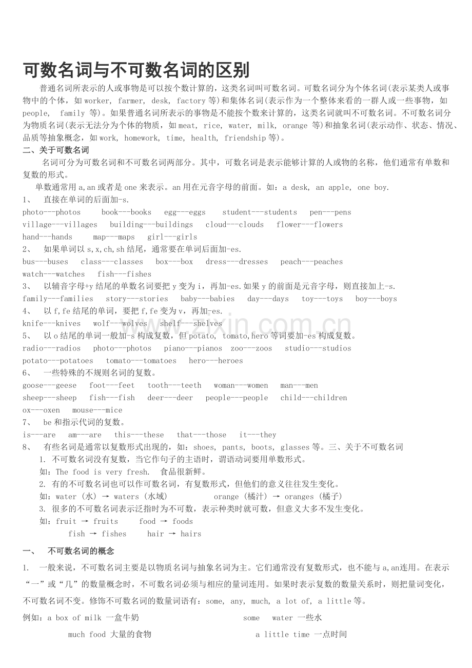 可数名词与不可数名词的区别.doc_第1页