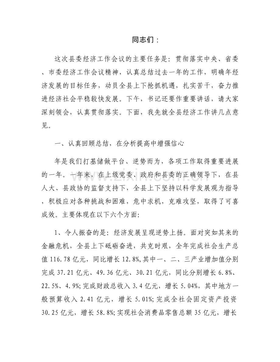 经济工作发言材料.docx_第1页