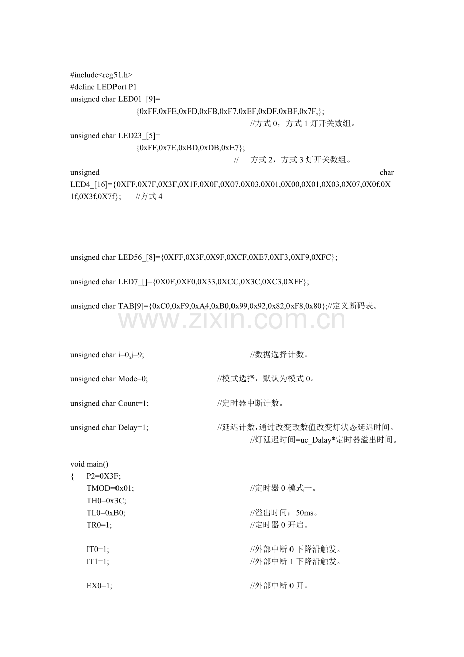 C51单片机实行流水灯程序.doc_第1页