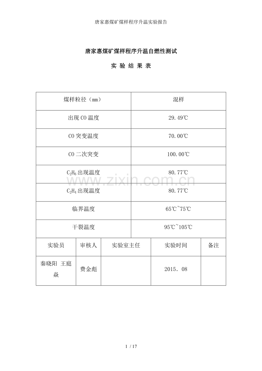 唐家惠煤矿煤样程序升温实验报告.doc_第2页