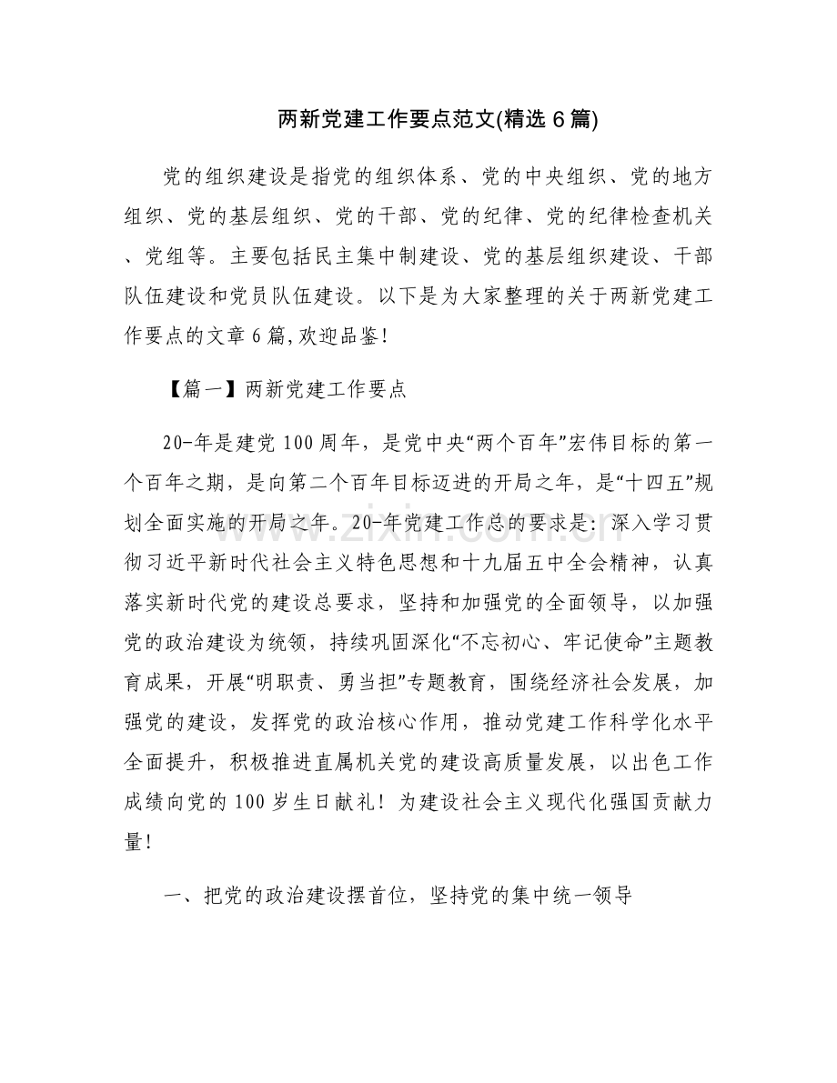 两新党建工作要点范文(6篇).docx_第1页