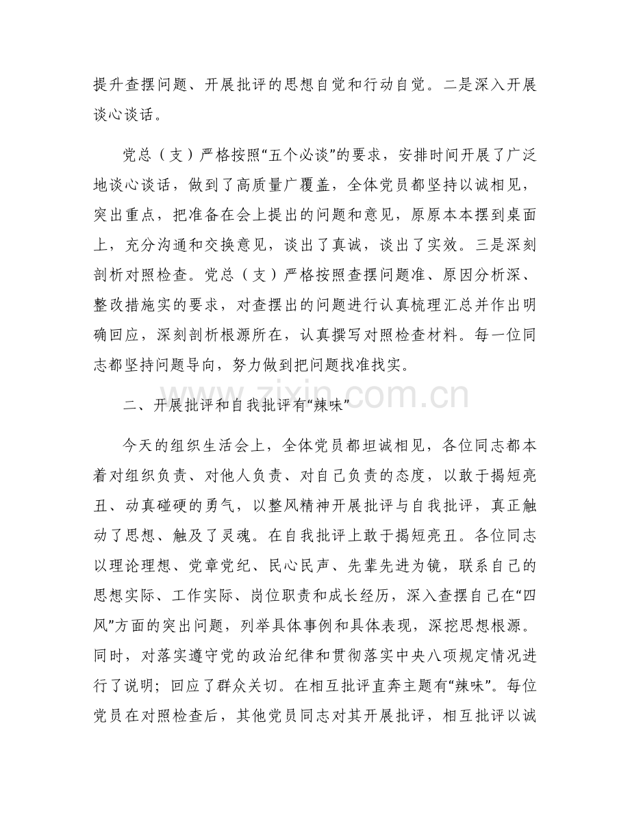 组织生活会督导组点评2021年范文(通用3篇).docx_第2页