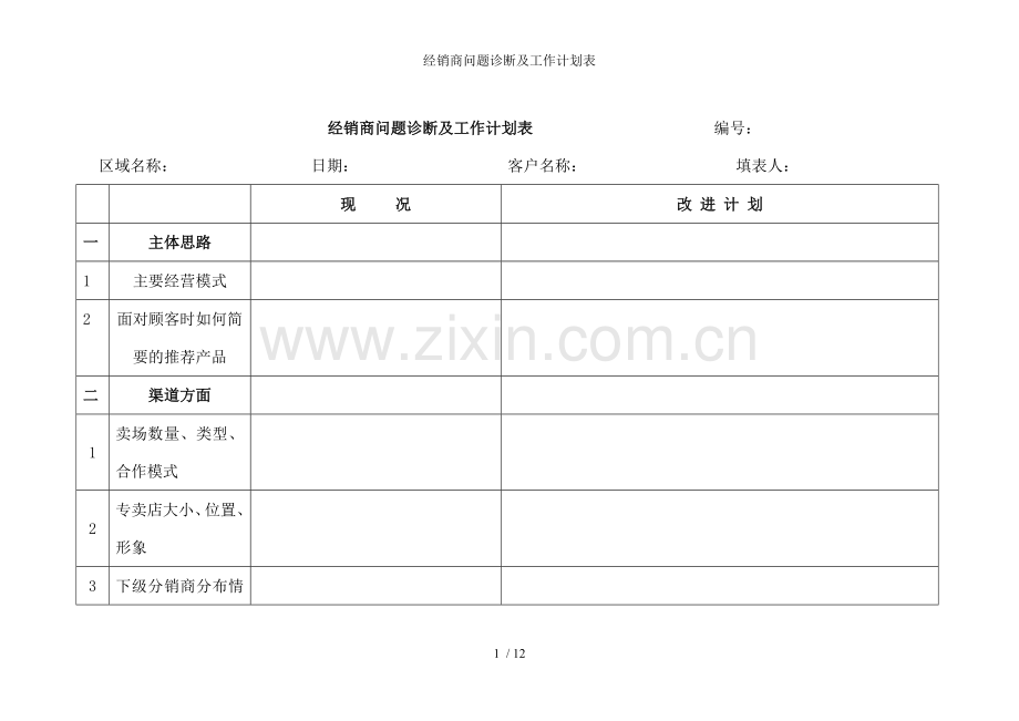 经销商问题诊断及工作计划表.doc_第1页