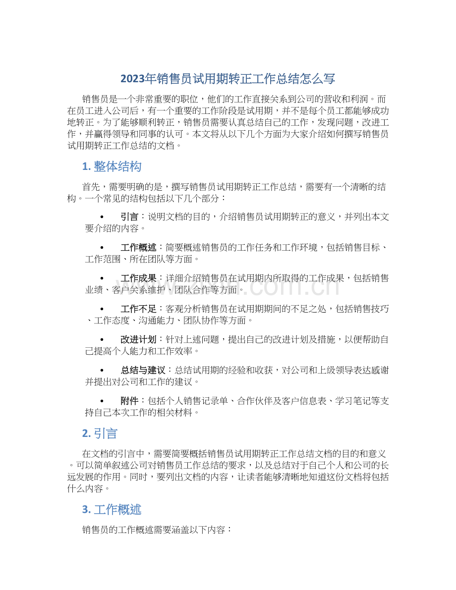 2023年销售员试用期转正工作总结怎么写.docx_第1页