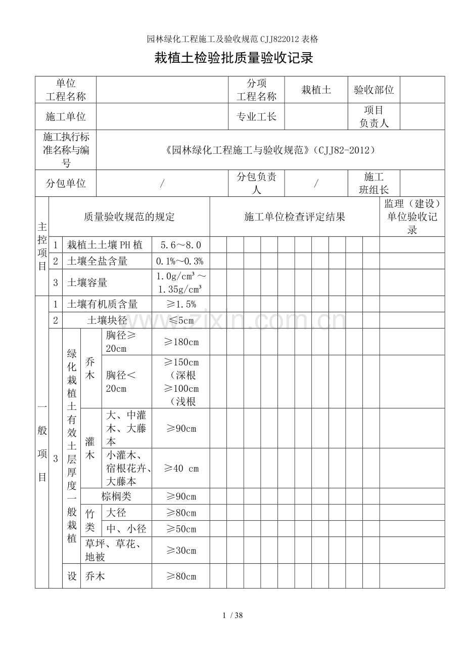 园林绿化工程施工及验收规范CJJ822012表格.doc_第1页