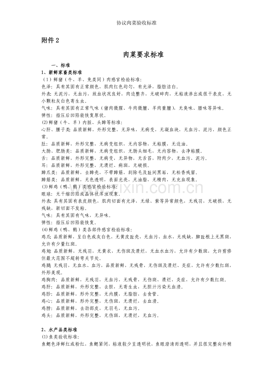 协议肉菜验收标准.doc_第1页