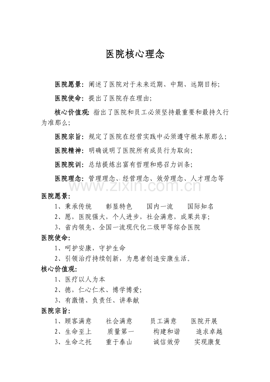 医院核心理念.docx_第1页