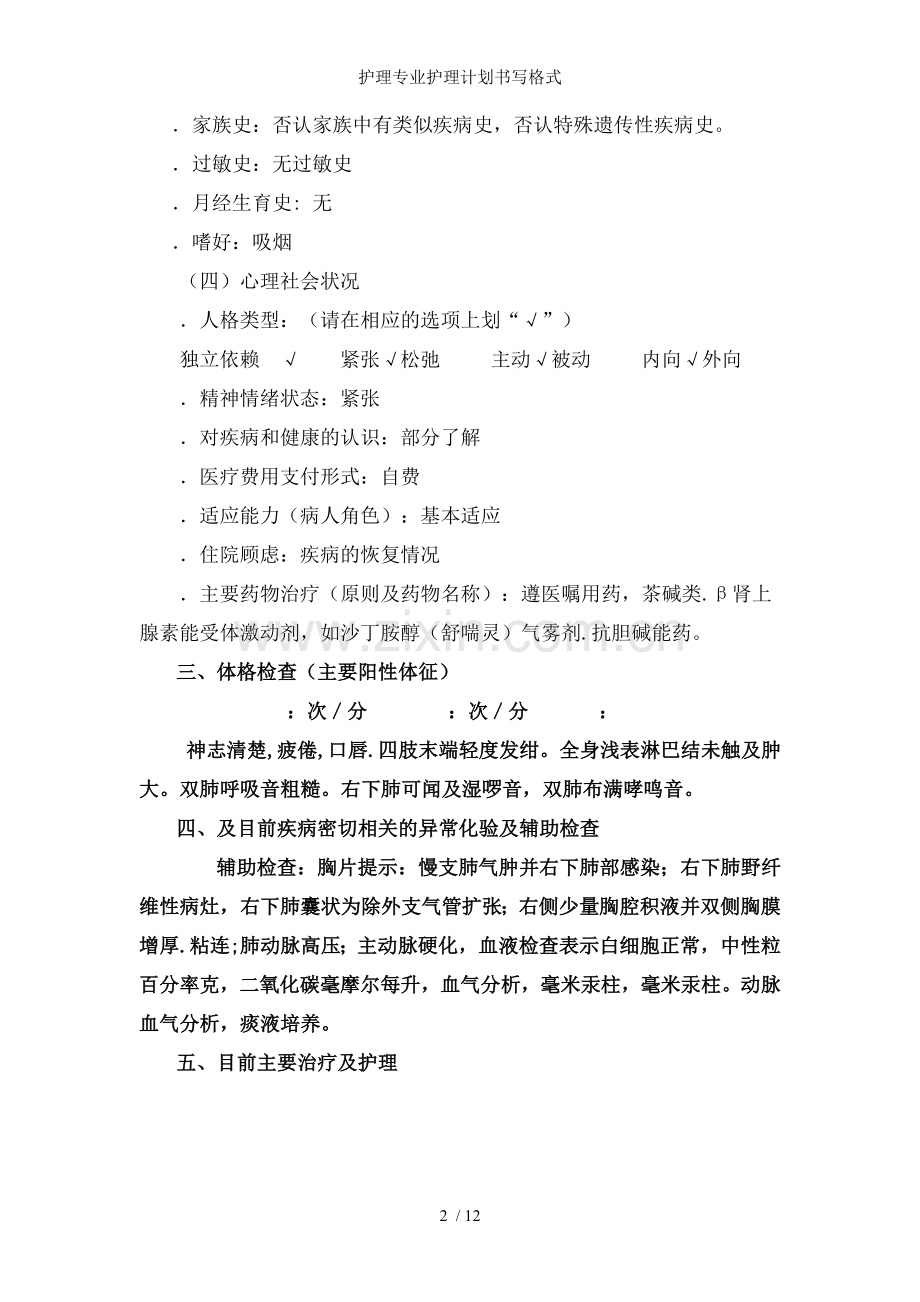 护理专业护理计划书写格式.doc_第2页