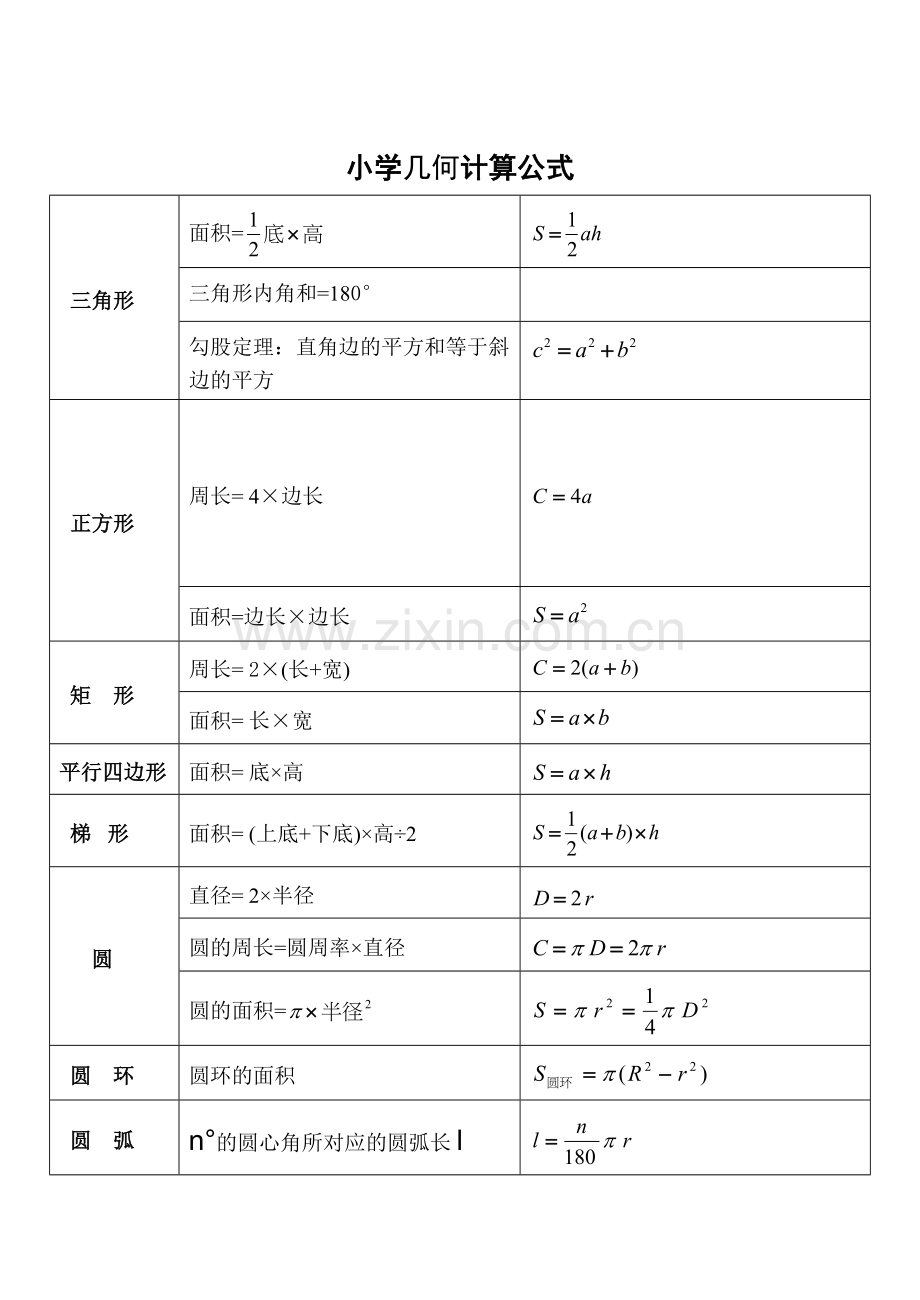 小学几何计算公式表.docx_第1页