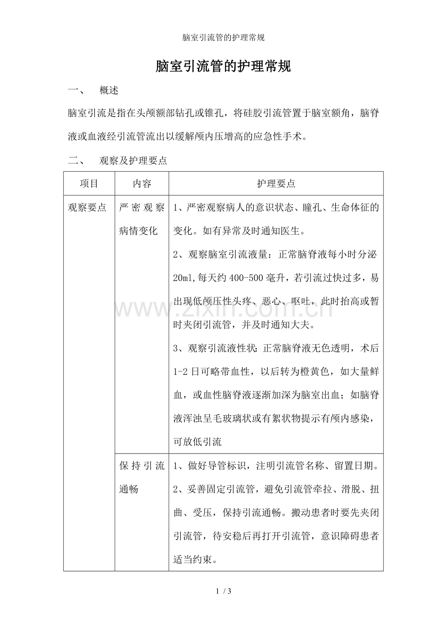脑室引流管的护理常规.doc_第1页