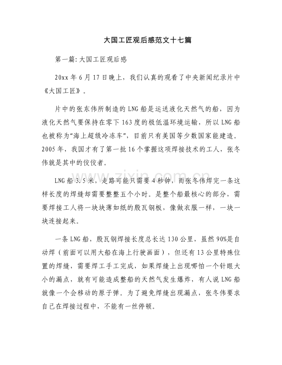 大国工匠观后感范文十七篇.docx_第1页