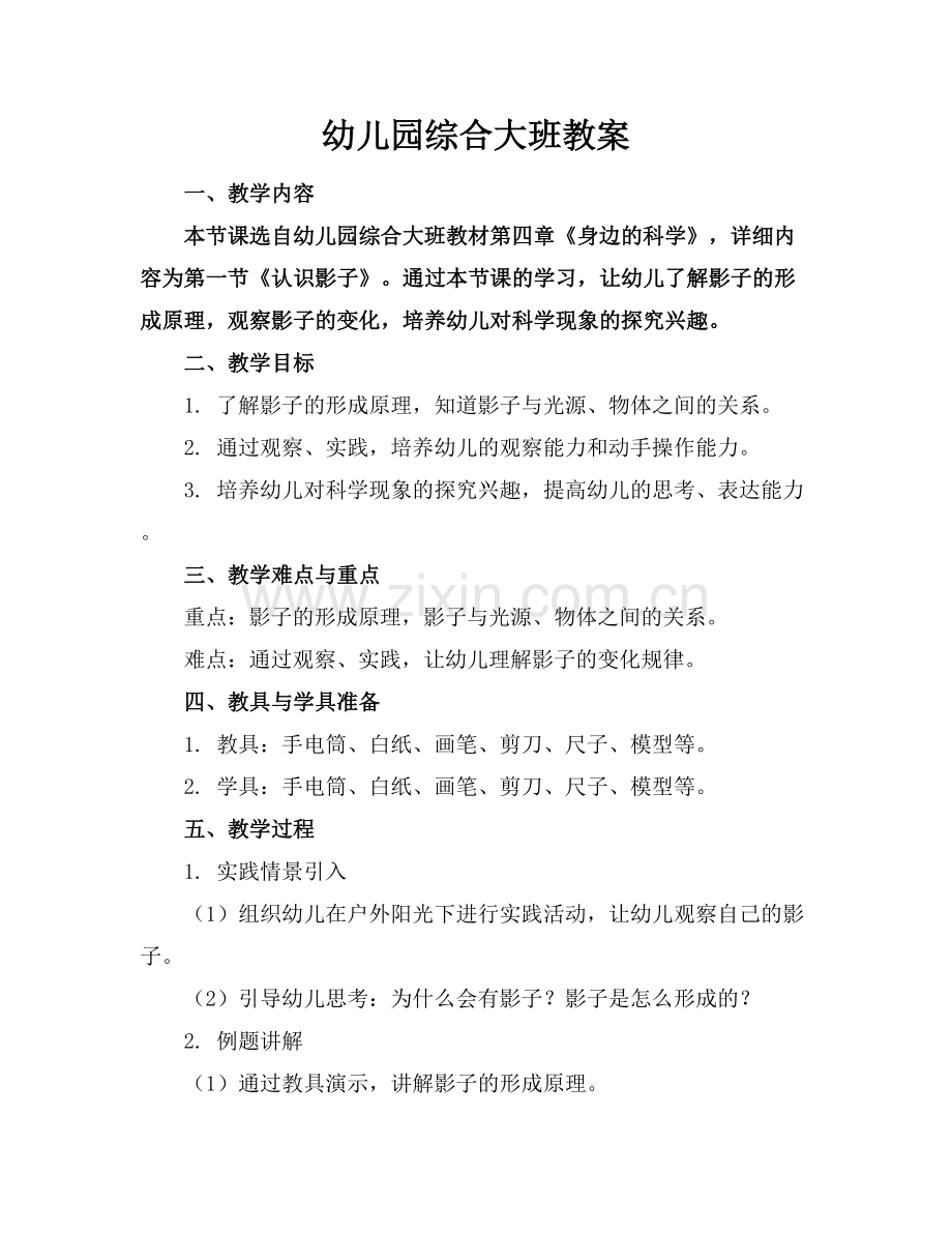 幼儿园综合大班教案.docx_第1页