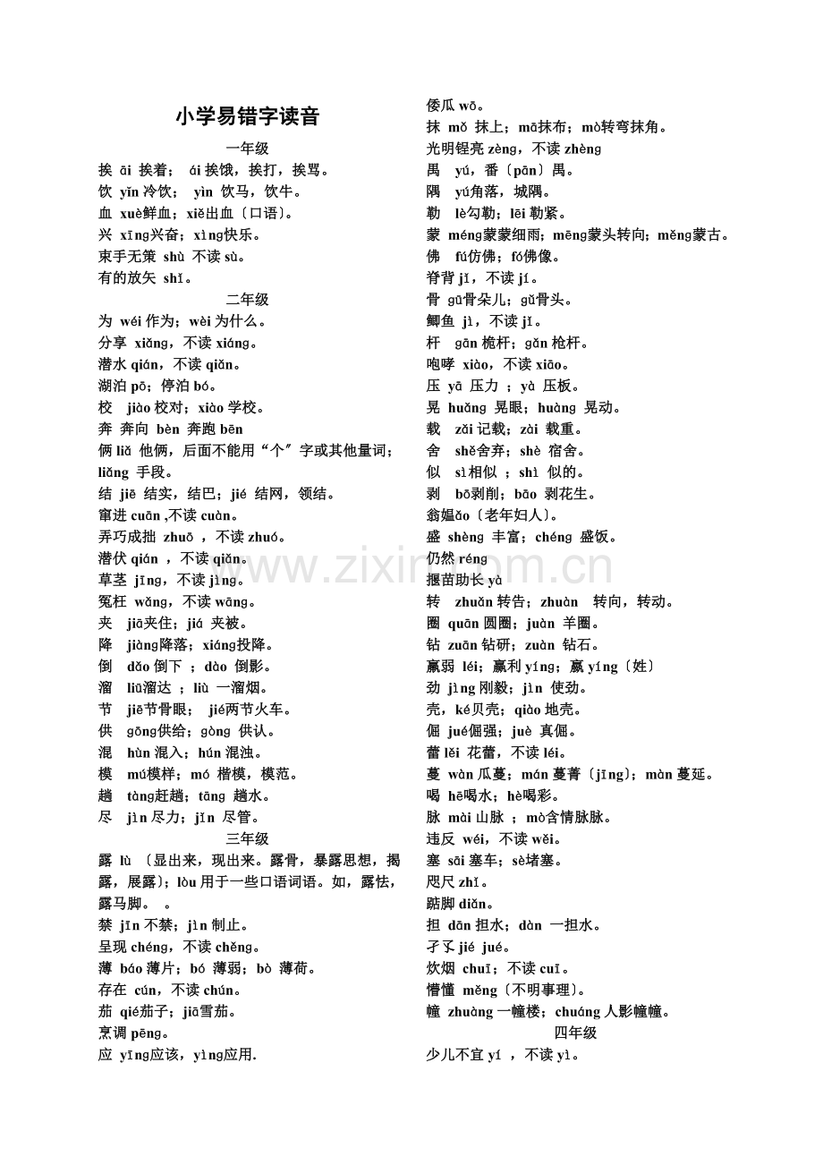 小学易错字读音大全.docx_第1页