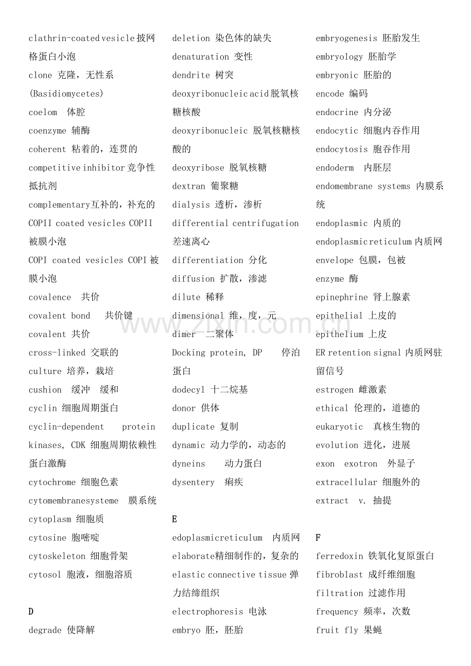 常用生物学专业英语词汇.docx_第2页