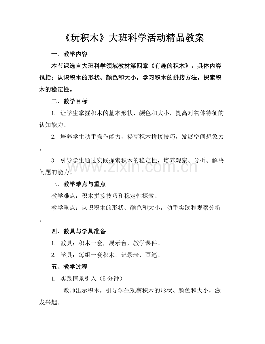 《玩积木》大班科学活动教案.docx_第1页