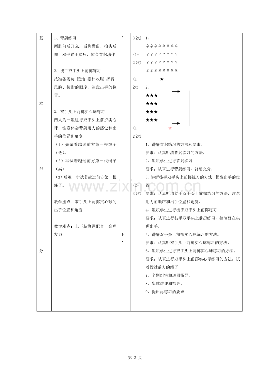 双手向前掷实心球教案.docx_第2页