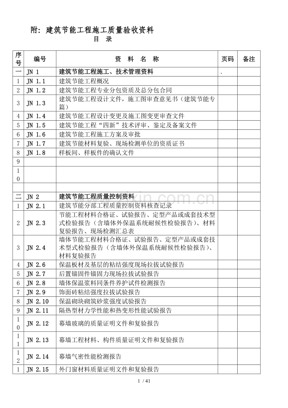 建筑节能工程施工质量验收资料表格.doc_第1页