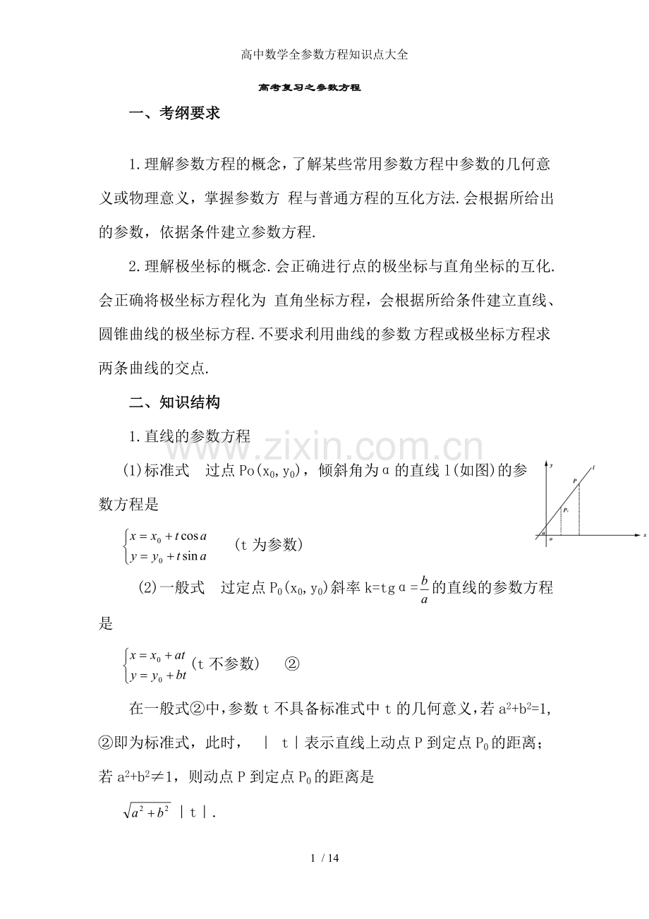 高中数学全参数方程知识点大全.doc_第1页