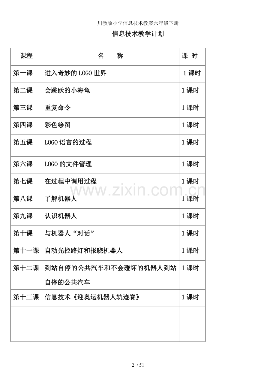 川教版小学信息技术教案六年级下册.doc_第2页