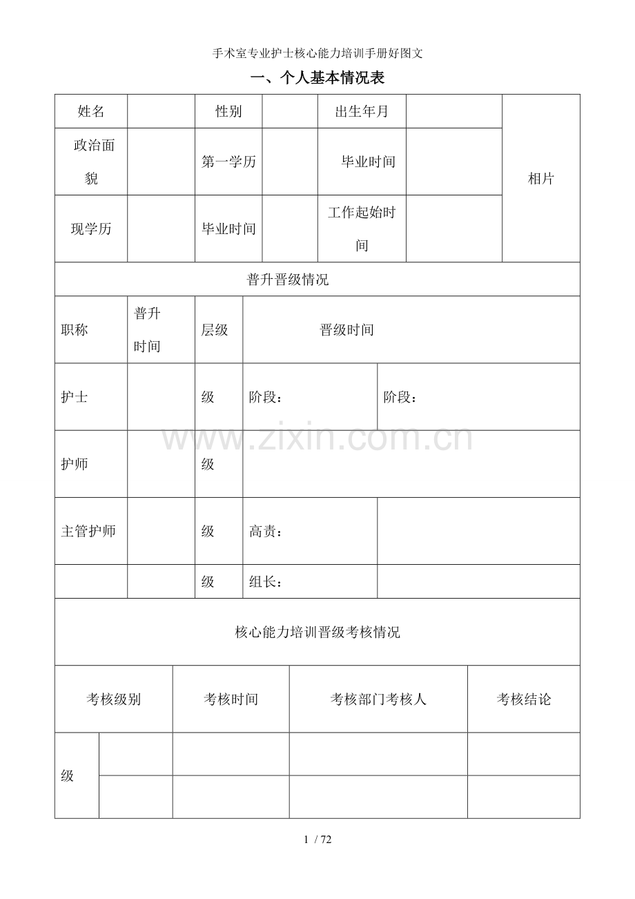 手术室专业护士核心能力培训手册好图文.doc_第1页