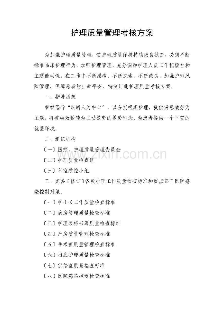 护理质量管理考核方案.docx_第1页