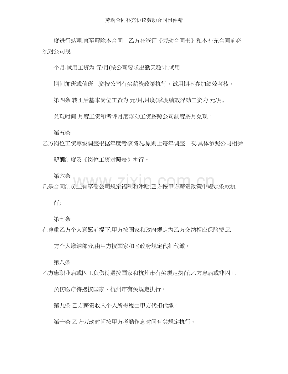 劳动合同补充协议劳动合同附件精.doc_第2页