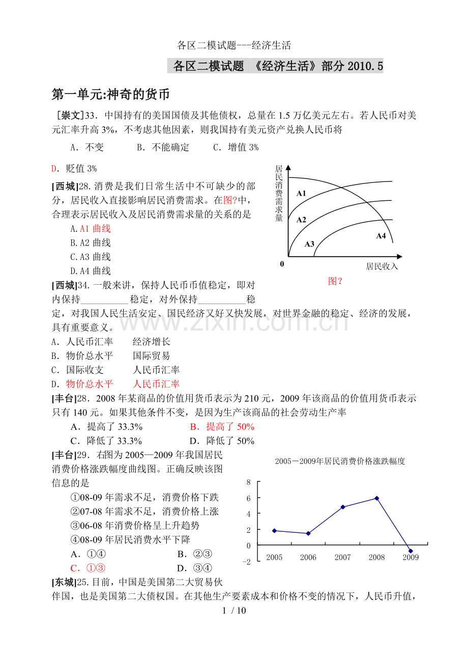 各区二模试题经济生活.doc_第1页