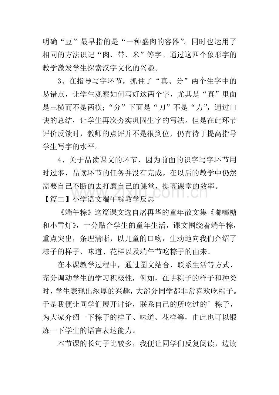 小学语文端午粽教学反思五篇.doc_第2页
