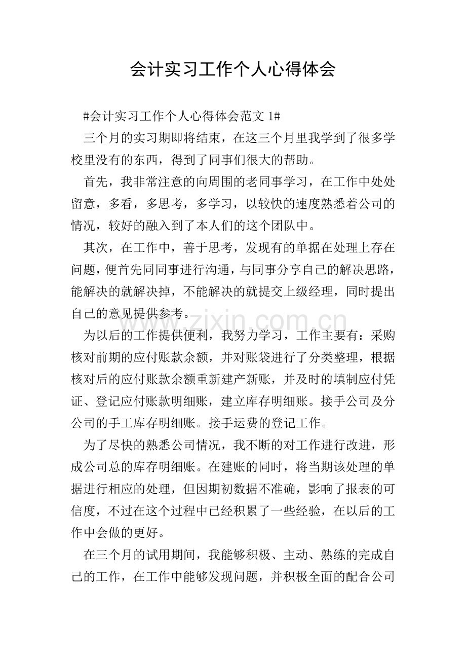 会计实习工作个人心得体会.doc_第1页
