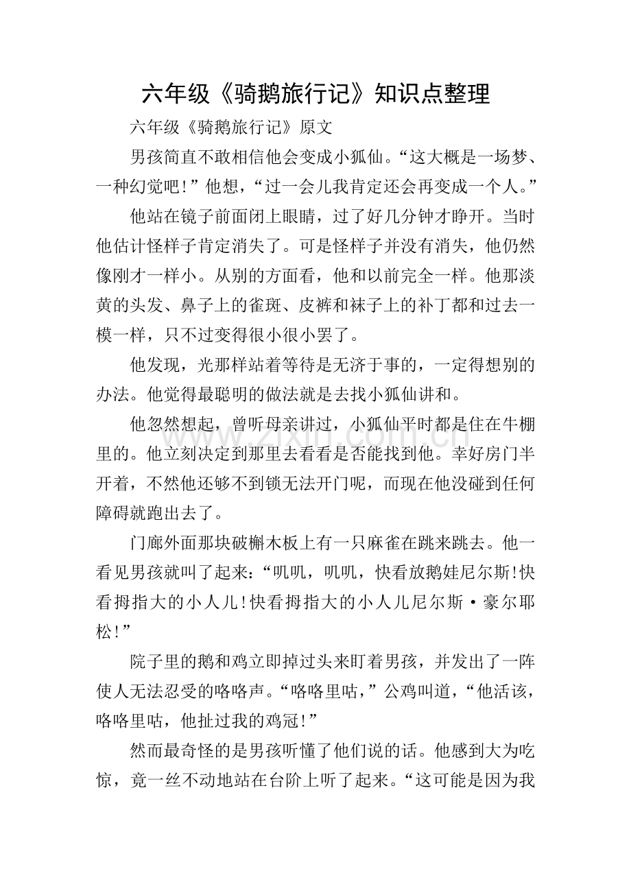 六年级《骑鹅旅行记》知识点整理.doc_第1页