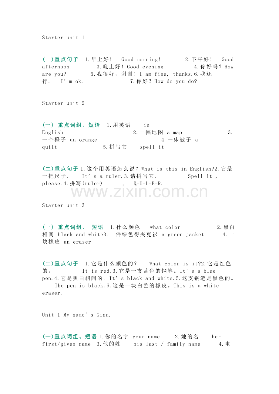 初中英语重点词组、短语和句子.docx_第1页