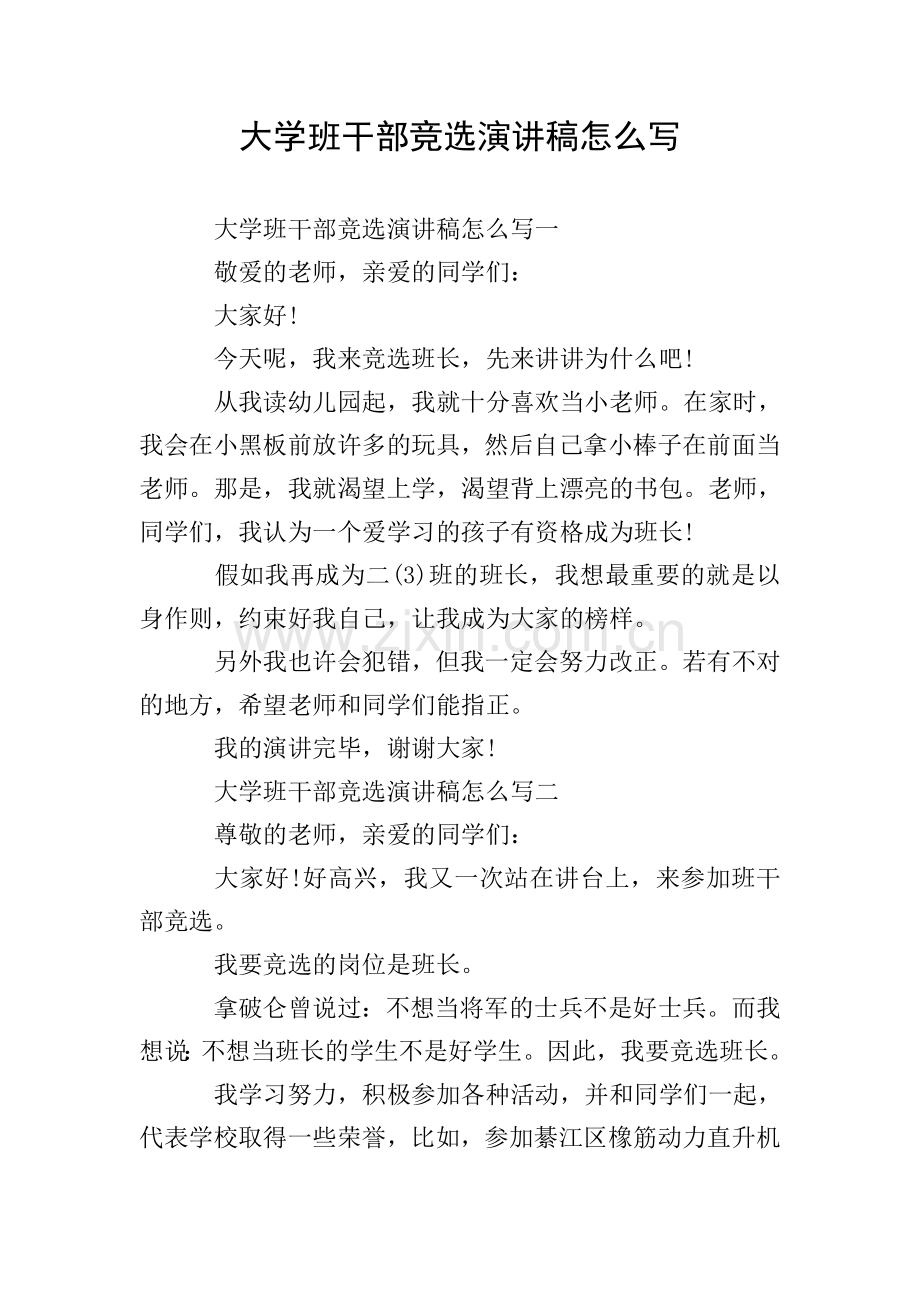 大学班干部竞选演讲稿怎么写.doc_第1页