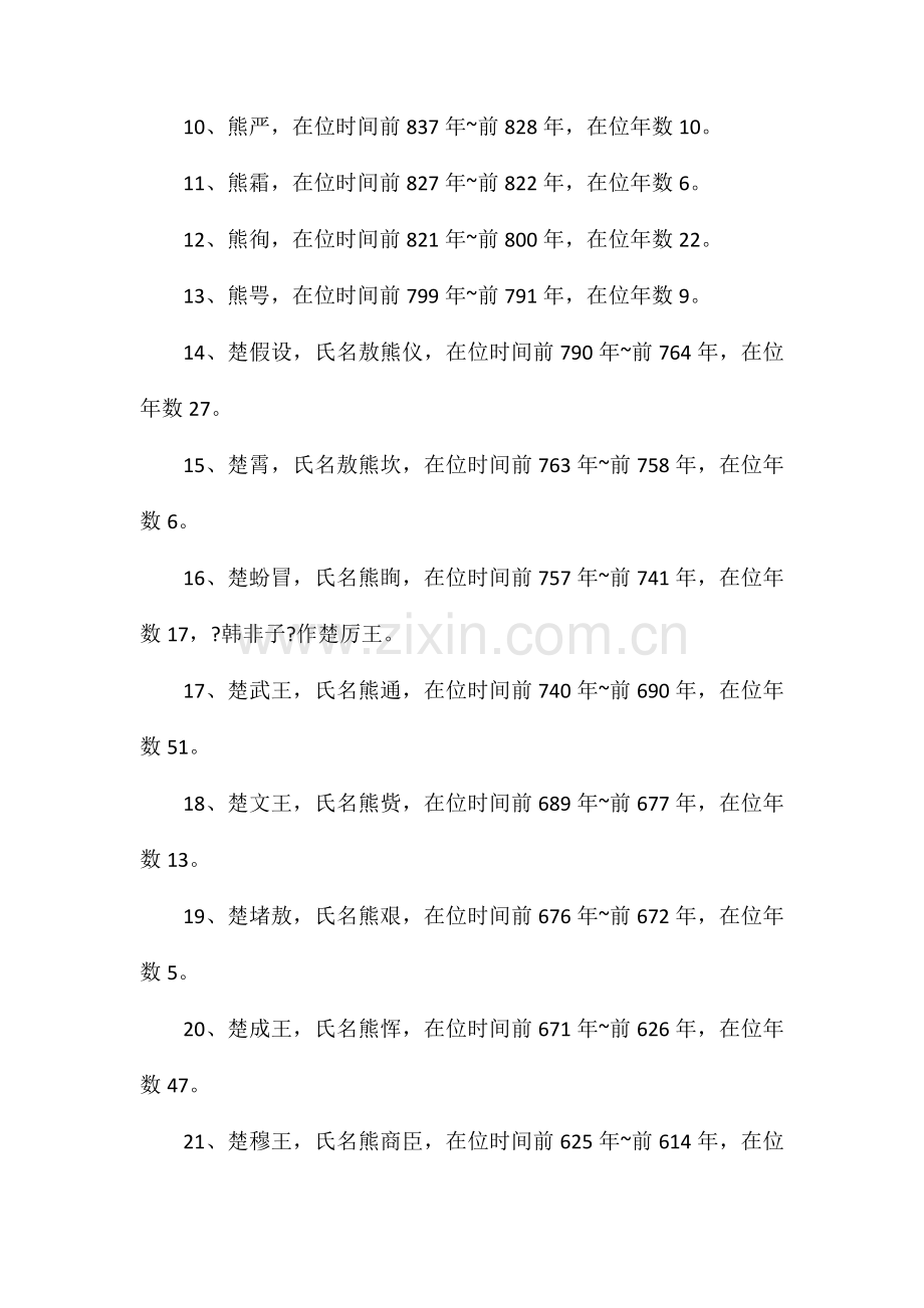 春秋战国时期楚国历代国君一览表.doc_第2页