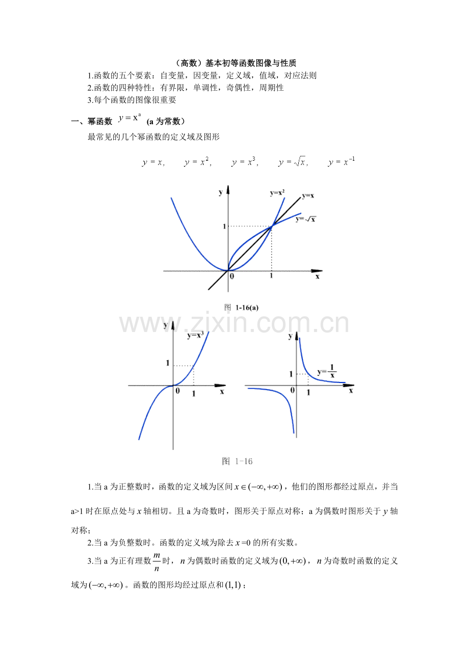 (考研高数)基本初等函数图像与性质.doc_第1页