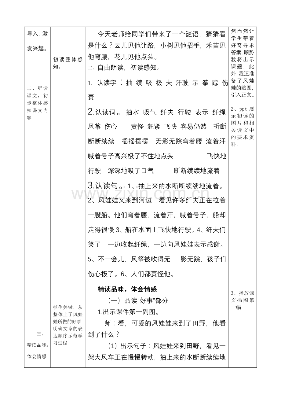 二年级语文《风娃娃》重难点分析及教学设计表单.doc_第2页